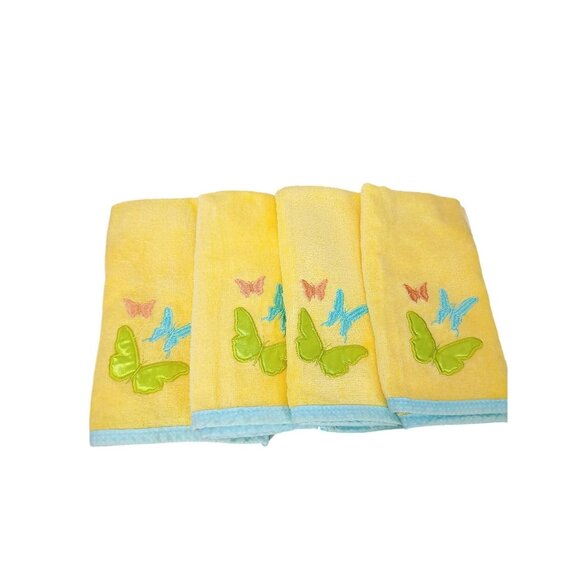 Butterfly‎ Embroidered Yellow Hand Towels - Set Of 4 - 100% Cotton - Walmart USA - Picture 1 of 5